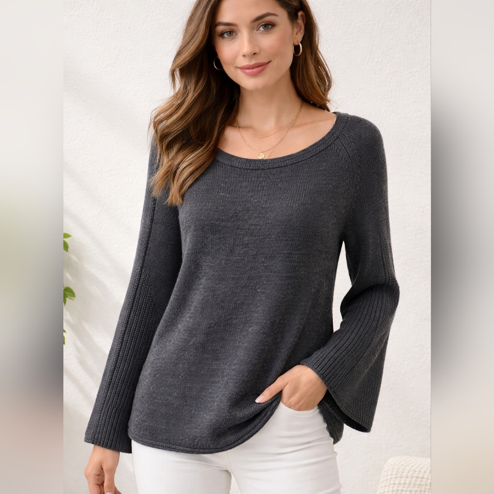 Chico’s Sweater Grey Pullover Size L. NWT